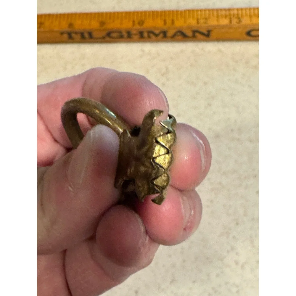 Vintage Brass Cafe Curtain Ring with Clips Germany Ornate Hardware